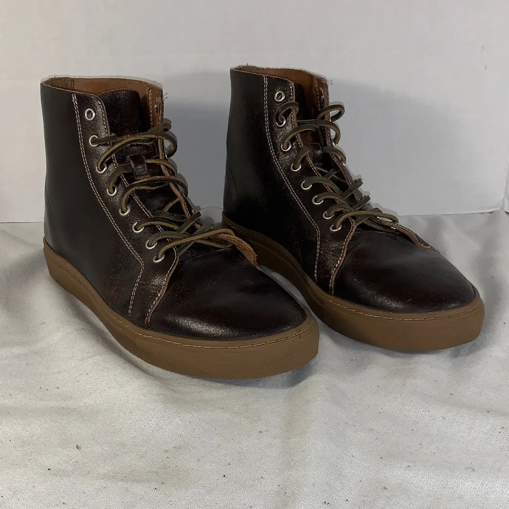 Thursday Boot Company Men's Brown Leather High-Top Sneakers with Gum Sole